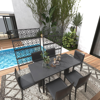 Accreate Decorative Wrought Privacy Screen - Easy Snap-Together Room Divider for Indoor/Outdoor Use, Breathable Wind-Resistant Partition with Anti-Tip Base (6x3.8ft)