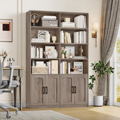 Homfa 73° Tall Bookcases with Doors, 8 Cubes 6-Tier Double Row Bookshelf, White Bookcase for Living Room Home Office