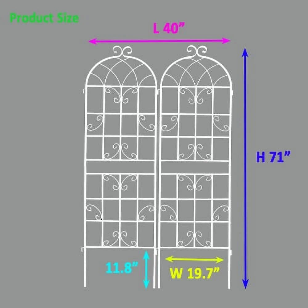 2 Pack Metal Garden Trellis 71" x 19.7" Rustproof Trellis for Climbing Plants Outdoor Flower Support ,Cream White
