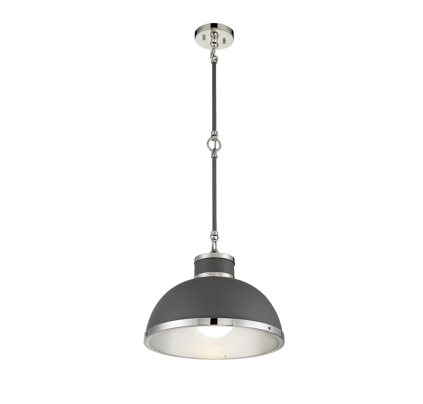 Gray with Polished Nickel Accents One Light Pendant from the Corning Collection