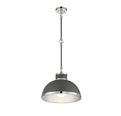 Gray with Polished Nickel Accents One Light Pendant from the Corning Collection