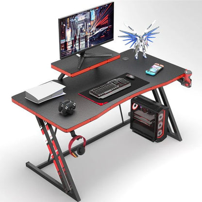 LACOO 47.2-Inch Gaming Desk Home Office Desk Modern Style Writing Table with Cup Holder Headphone Hook, Black