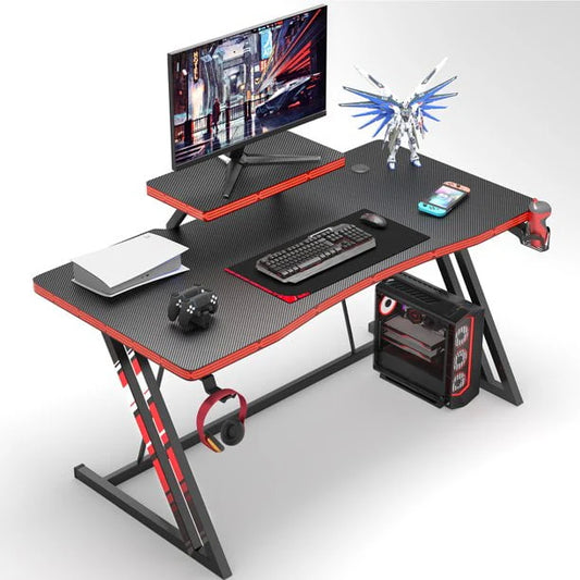 LACOO 47.2-Inch Gaming Desk Home Office Desk Modern Style Writing Table with Cup Holder Headphone Hook, Black
