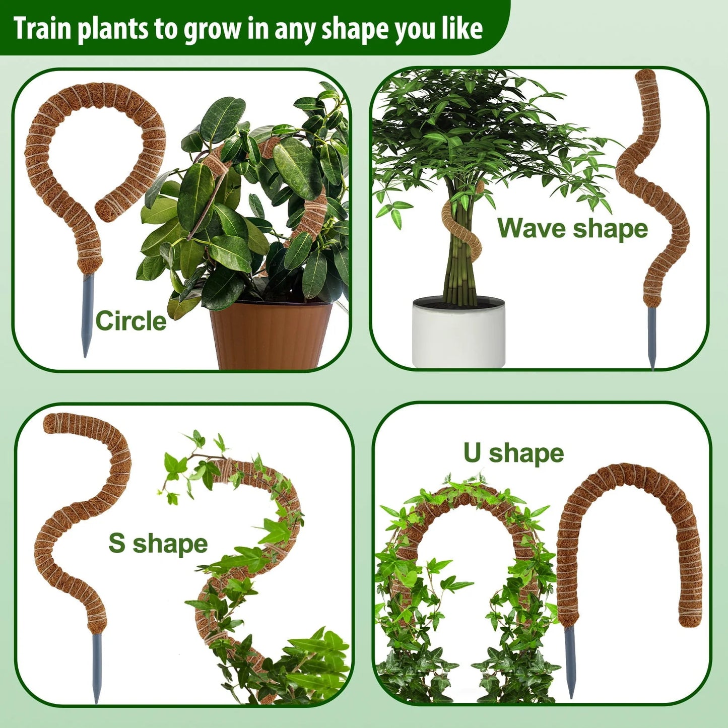 Moss Pole for Plants Monstera, 50 Inch Bendable Moss Pole for Climbing Plants, 2 Pack 25 Inch Coir Totem Pole for Monstera Plant Support Indoor