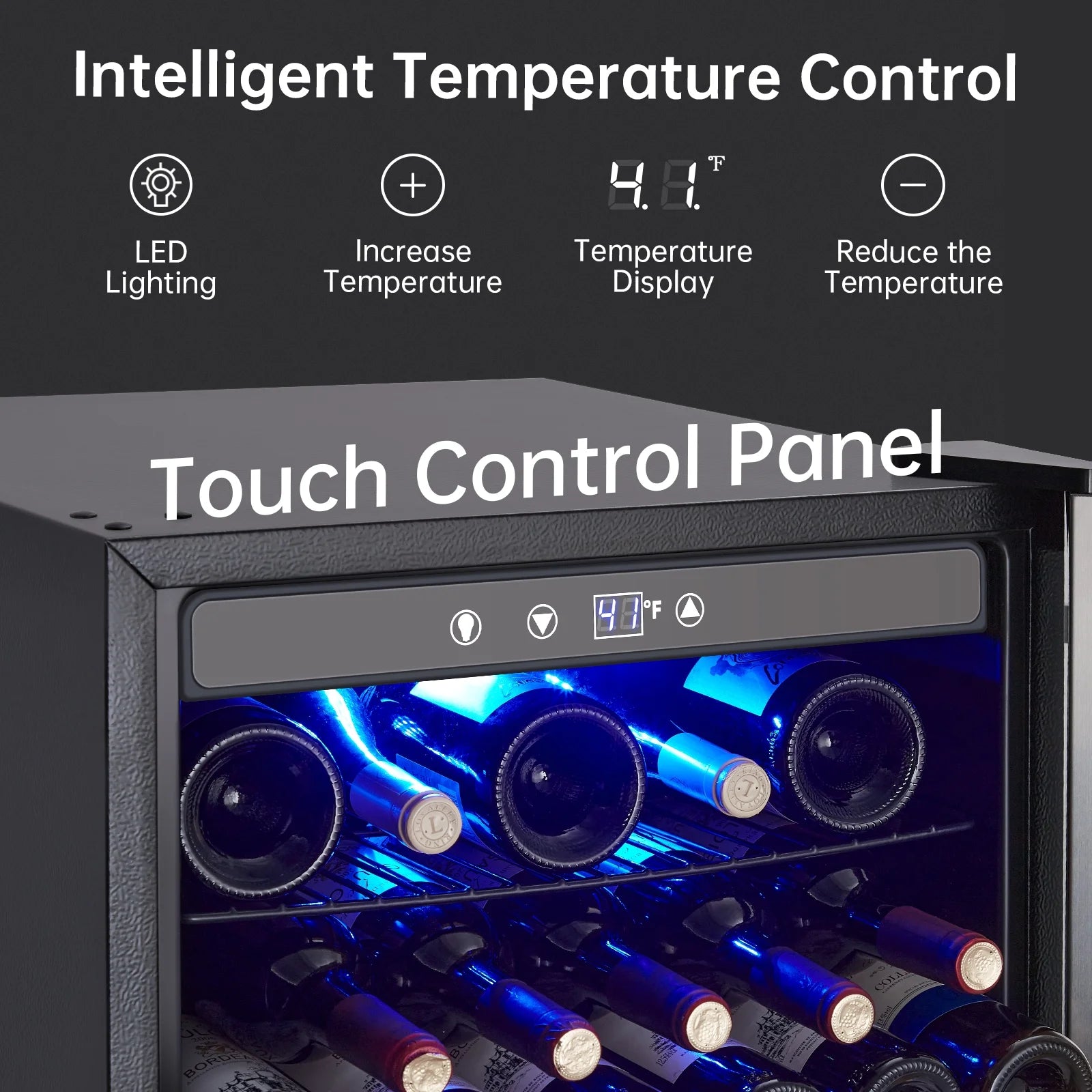 Wine Cooler,Beverage Refrigerator Cooler,Freestanding Wine Cooler Refrigerator with Triple Pane Clear Glass Door,Mini Fridge Countertop Drink Cooler for Home Office,Temperature Adjustment Range 40~61°