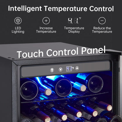 Wine Cooler,Beverage Refrigerator Cooler,Freestanding Wine Cooler Refrigerator with Triple Pane Clear Glass Door,Mini Fridge Countertop Drink Cooler for Home Office,Temperature Adjustment Range 40~61°