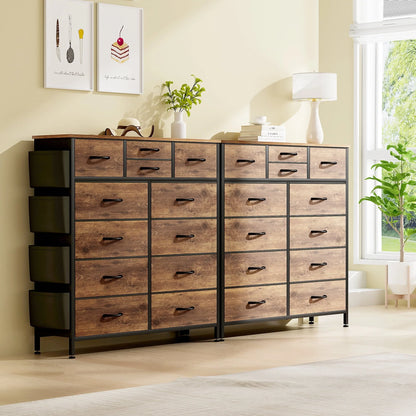 GIKPAL Dressers for Bedroom, Chest of Drawers Dresser Tall Dresser with 12 Drawers Fabric Dressers for Closet Living Room Hallway Nursery, Brown