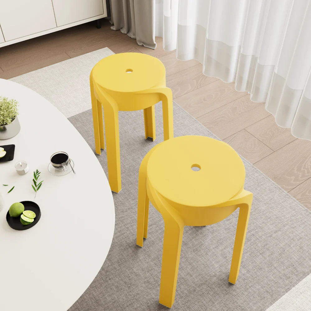 MIFI 6 Pack Stackable Classroom Stools Plastic Stools Nesting Stools Colorful Round Stools Indoor Outdoor Flexible Seating Decorative Stools Chairs for Home Office School Classroom Mustard
