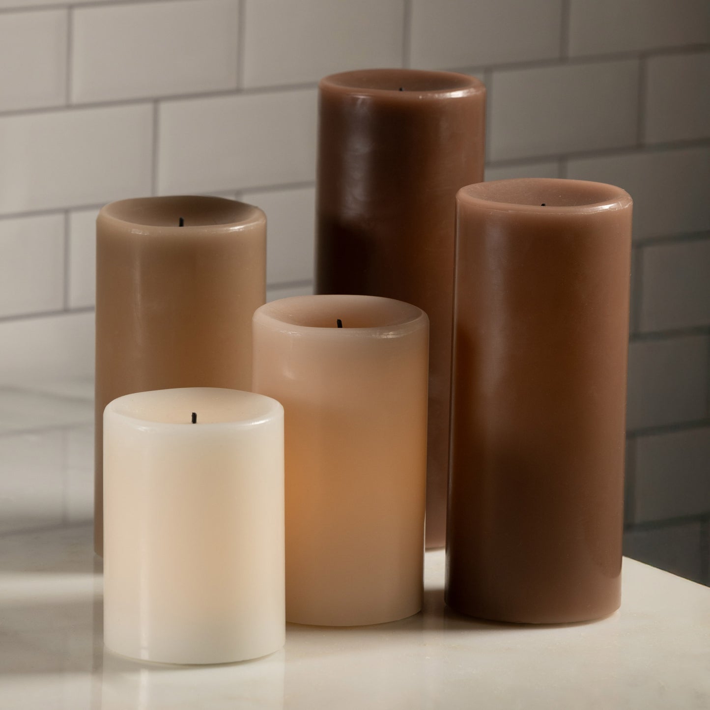 Fusion Warm Ombre LED Black Wick Candle Set with Remote, 5-piece