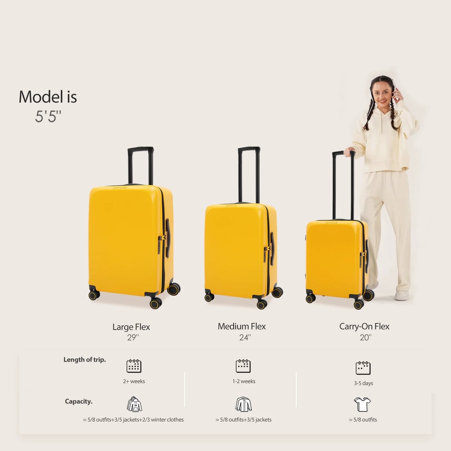 VERAGE Freeland Carry On Luggage with X-Large Spinner Wheels, Expandable Hardside Travel Suitcase, TSA Approved (20-Inch, Yellow)