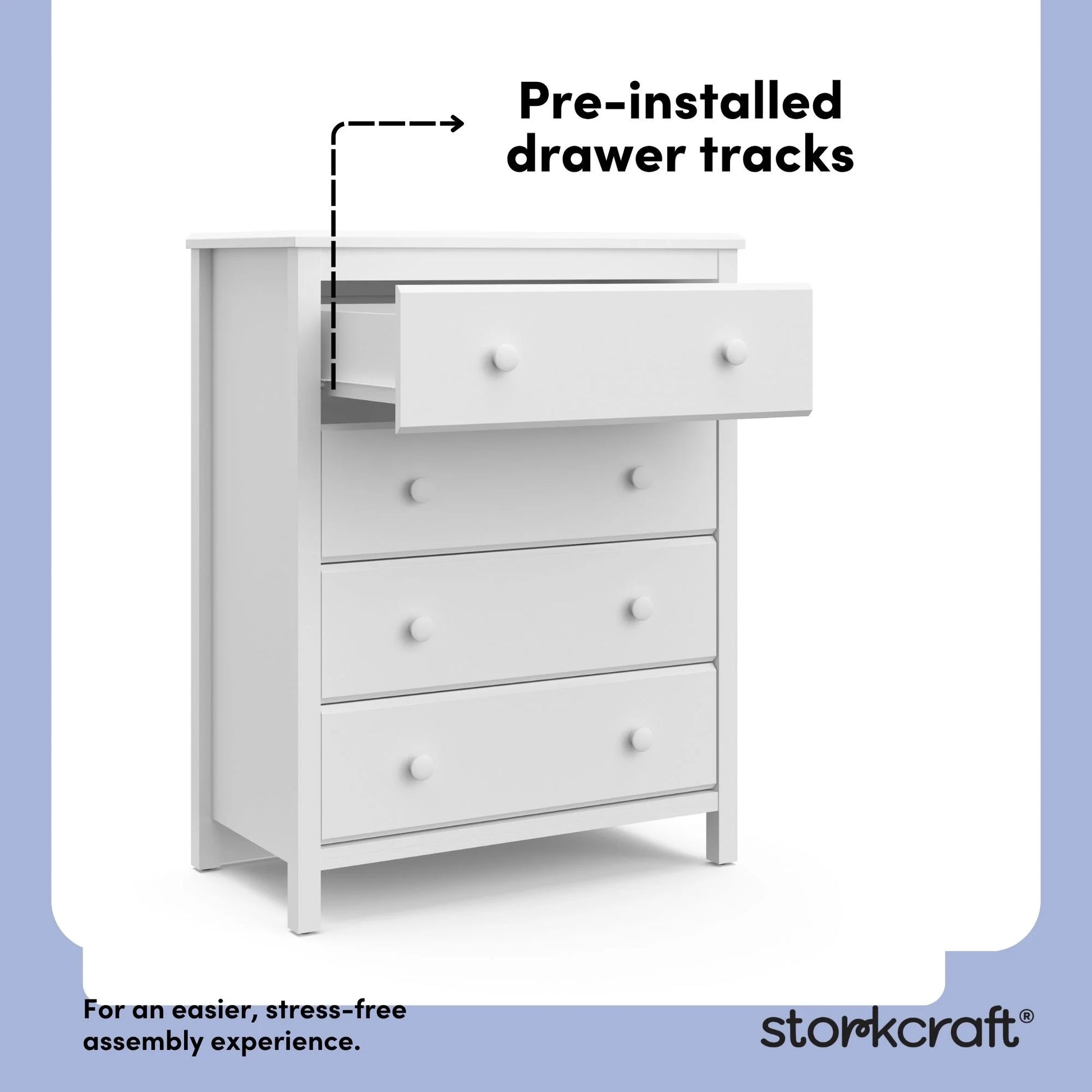 Storkcraft Alpine 4 Drawer Nursery Dresser, White