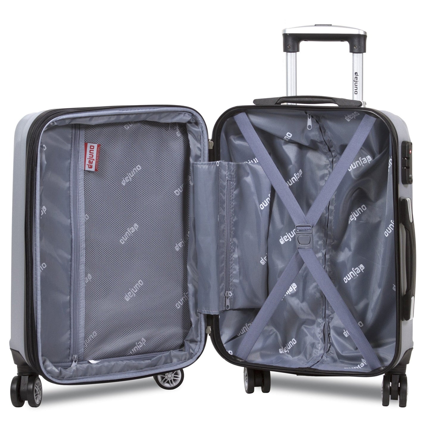 Dejuno Camden Hardside 3-Piece Expandable Spinner Luggage Set - Silver (20", 24" and 28")