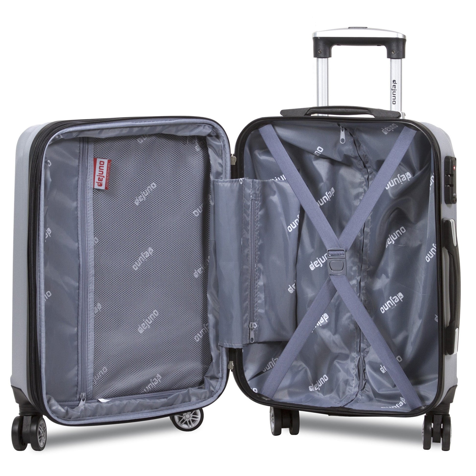Dejuno Camden Hardside 3-Piece Expandable Spinner Luggage Set - Silver (20", 24" and 28")