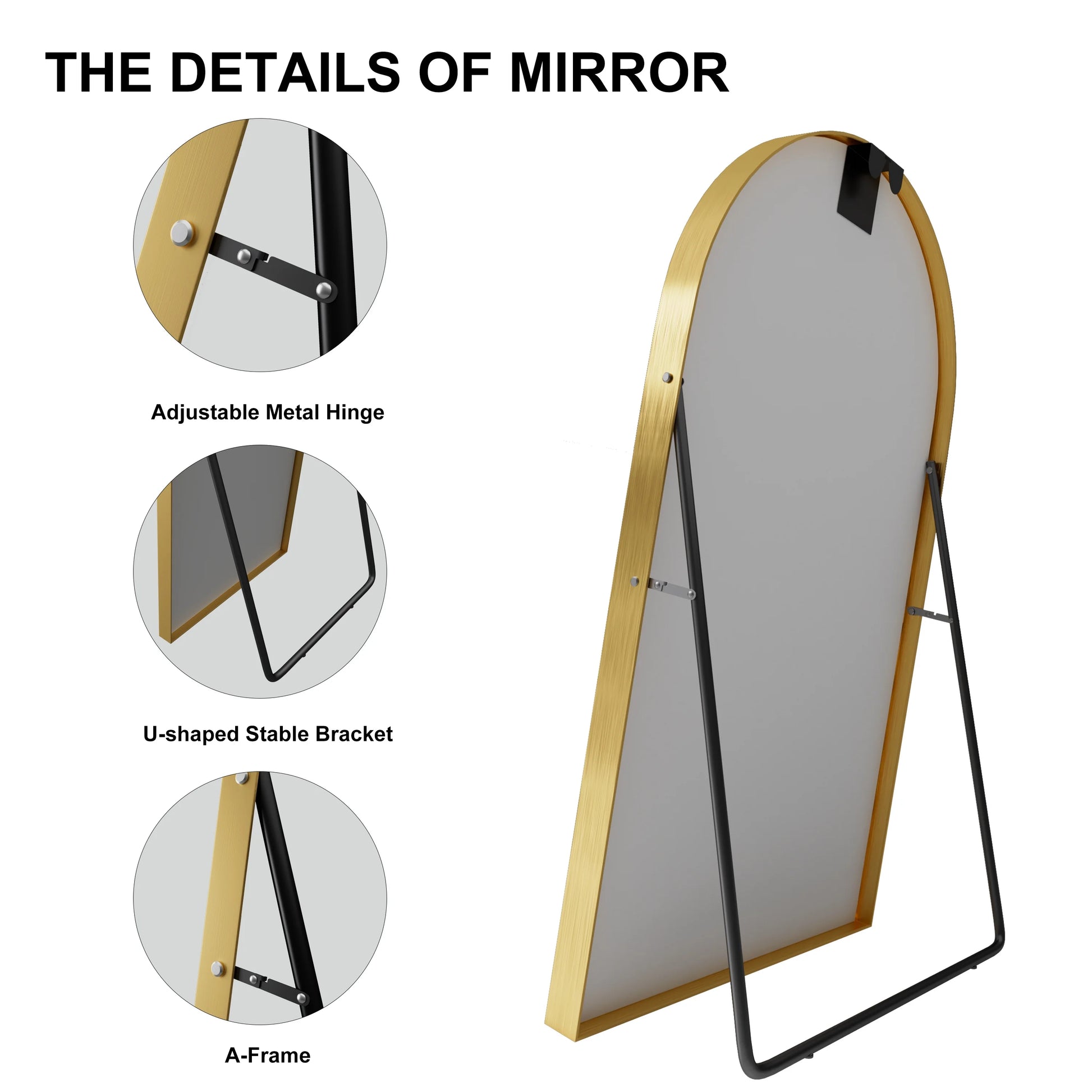 MAYEERTY 71"x32" Modern Aluminum Alloy Arch Full Length Floor Mirror Full Oversize Mirror,Black