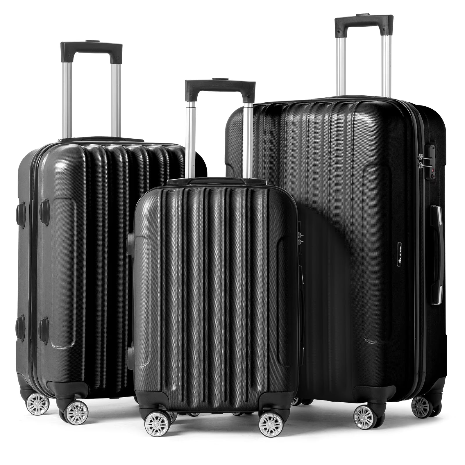 Zimtown 3 Piece Nested Spinner Suitcase Luggage Set With TSA Lock Dark Gray