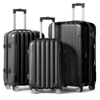 Zimtown 3 Piece Nested Spinner Suitcase Luggage Set With TSA Lock Dark Gray