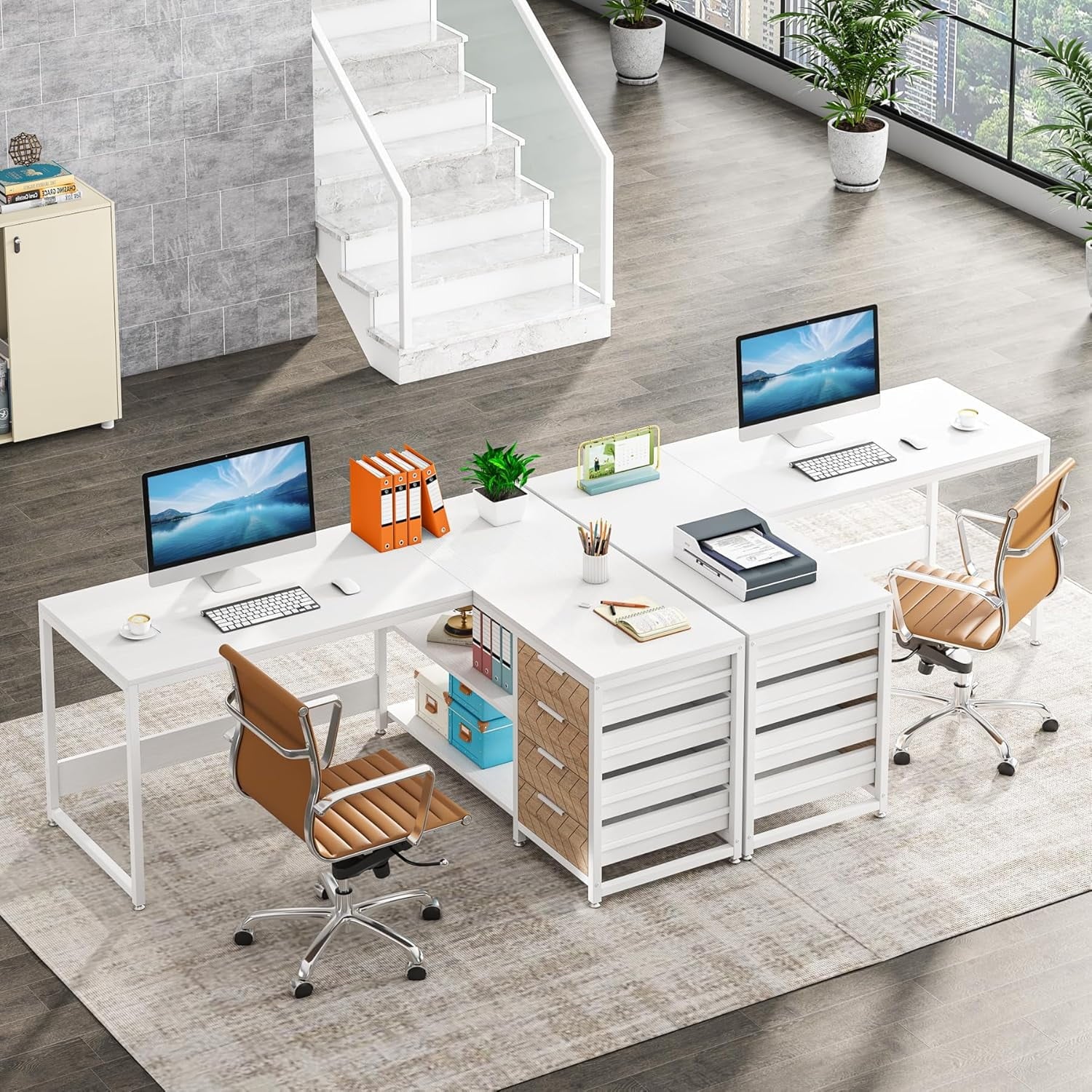 Tribesigns 59" L-Shaped Office Desk, Modern Reversible Computer Study Desk for Home Office, White