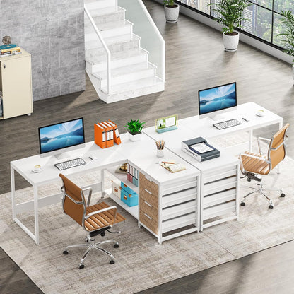 Tribesigns 59" L-Shaped Office Desk, Modern Reversible Computer Study Desk for Home Office, White