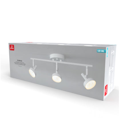 Globe Electric 19" 3-Light 22W Dimmable LED Matte White Track Lighting, Frosted Diffusers, 91004408