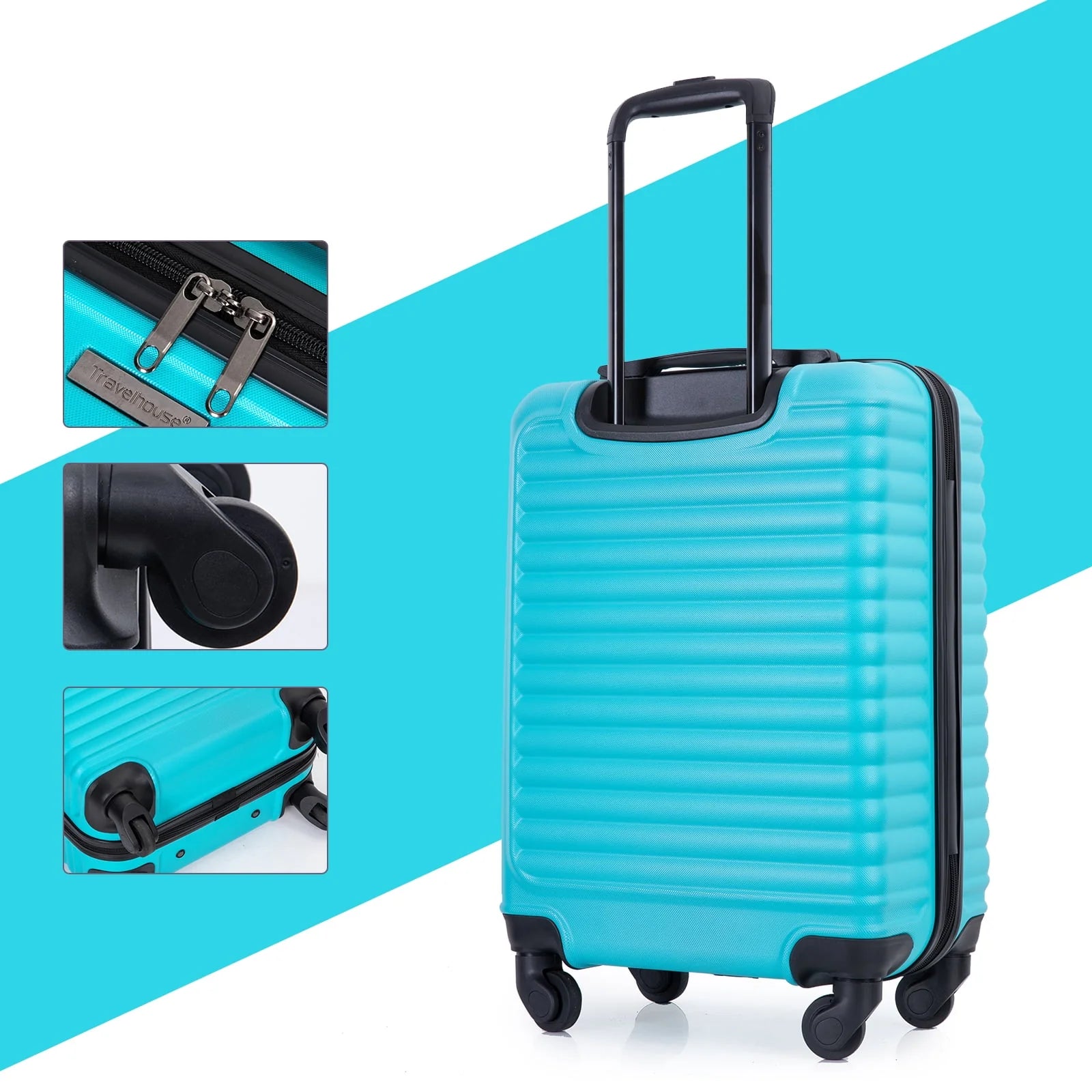 Travelhouse Underseat Hardshell Carry On Luggage 20" Lightweight Hardside Suitcase With Silent Spinner Wheels.(Light Blue)