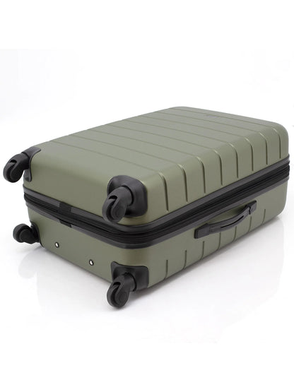 Wrangler 3 Piece Luggage Set with Cup Holder and USB Port, Olive Green