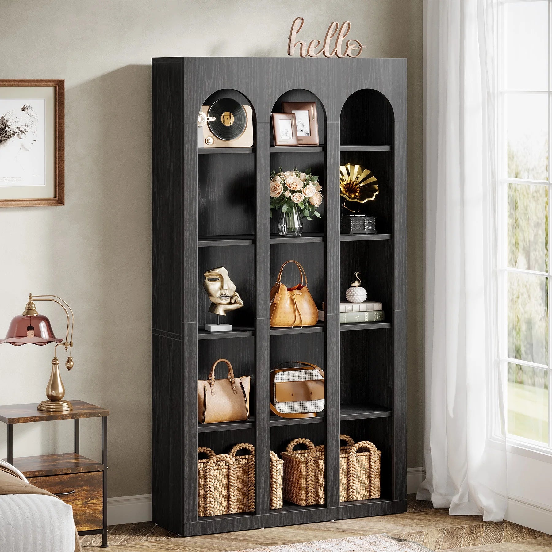Tribesigns 5-Tier Farmhouse Tall Bookshelf, 70.87-Inch Rustic Wood Bookcase with Open Shelves, Large Mid Century Modern Book Shelf Vintage Display Storage Shelving Unit for Home Office