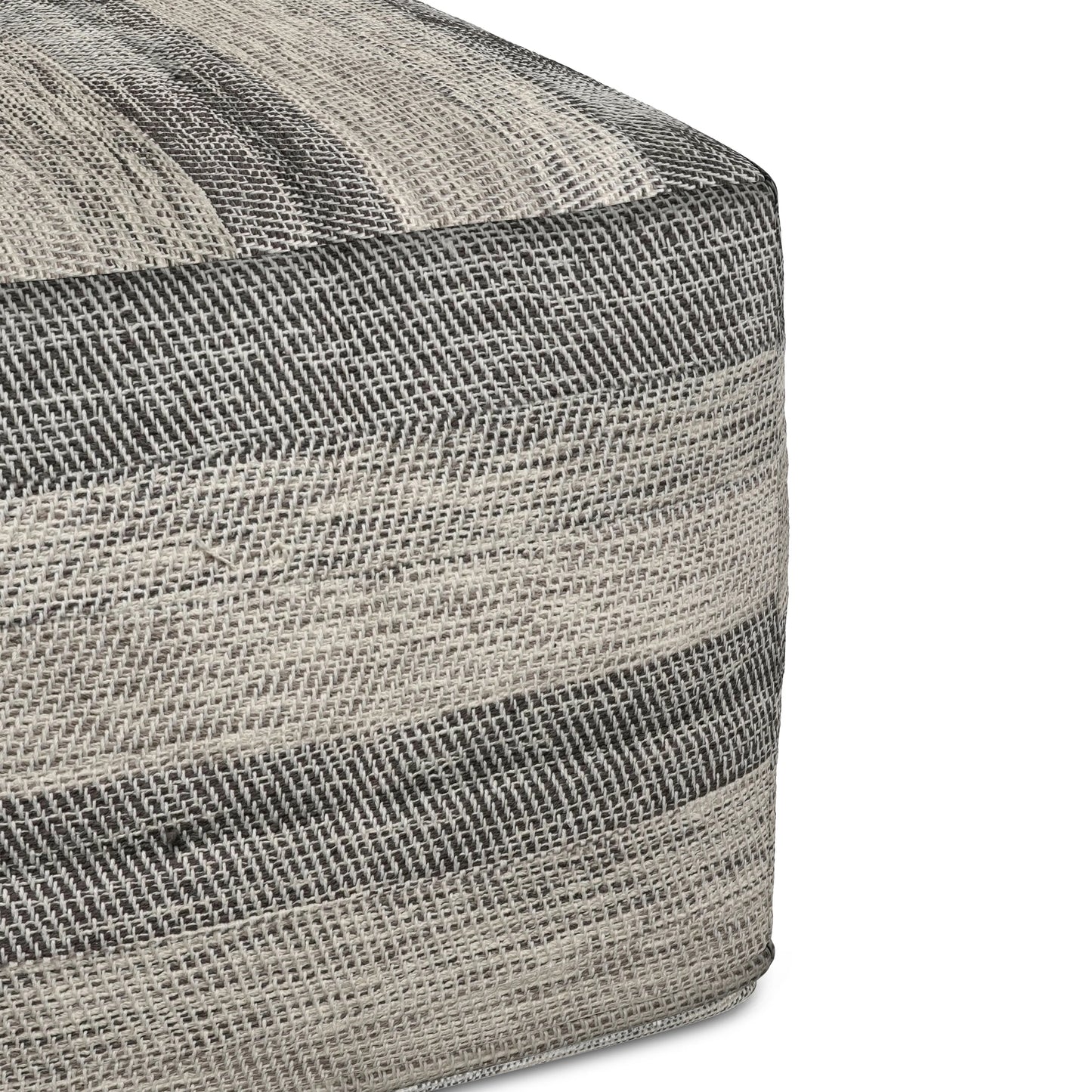 Clay Boho Square Pouf in Grey Melange Cotton