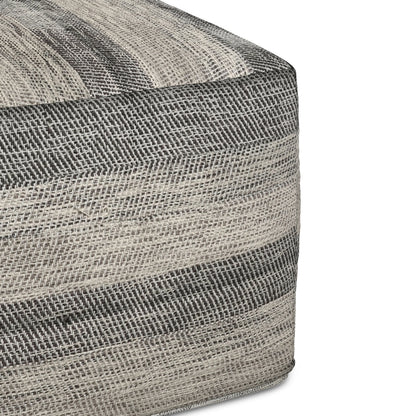Clay Boho Square Pouf in Grey Melange Cotton