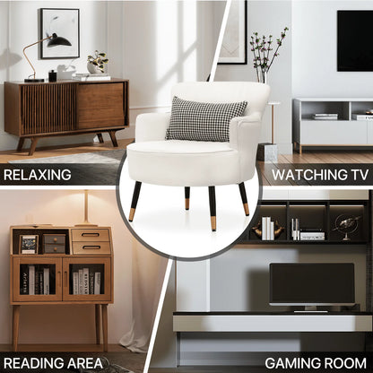 MoNiBloom Accent Chair, Modern Armchair with Wing Back and Cushion, Soft Padded Single Sofa for Living Room/Home Office/Bedroom, White