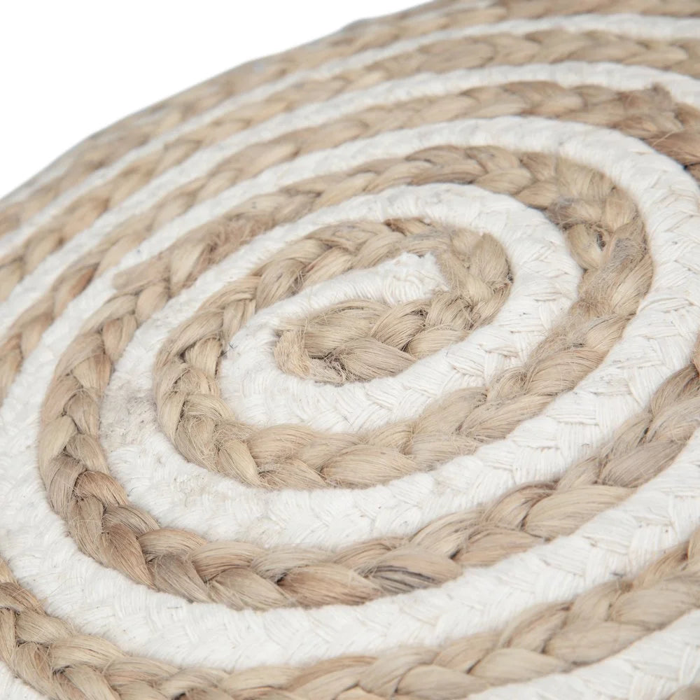 Simpli Home Yolanda Round Pouf in Natural Jute