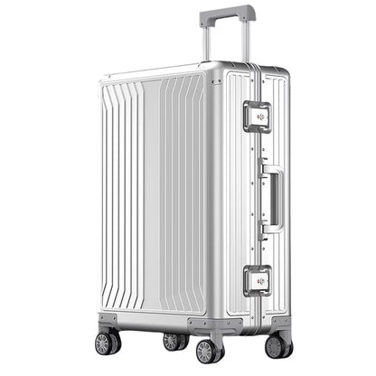All Aluminum Magnesium Hardshell Carry on Luggage with Wheels, Modern Zipperless Hardshell Checked Luggage with TSA Lock, Airline Approved Metal Suitcase Travel Metal Rolling Luggage