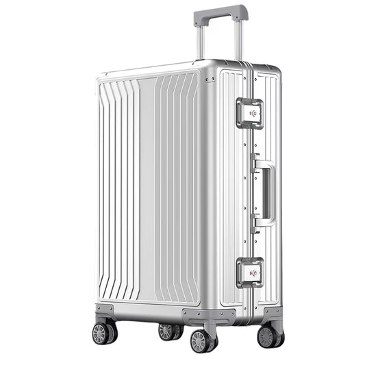 All Aluminum Magnesium Hardshell Carry on Luggage with Wheels, Modern Zipperless Hardshell Checked Luggage with TSA Lock, Airline Approved Metal Suitcase Travel Metal Rolling Luggage