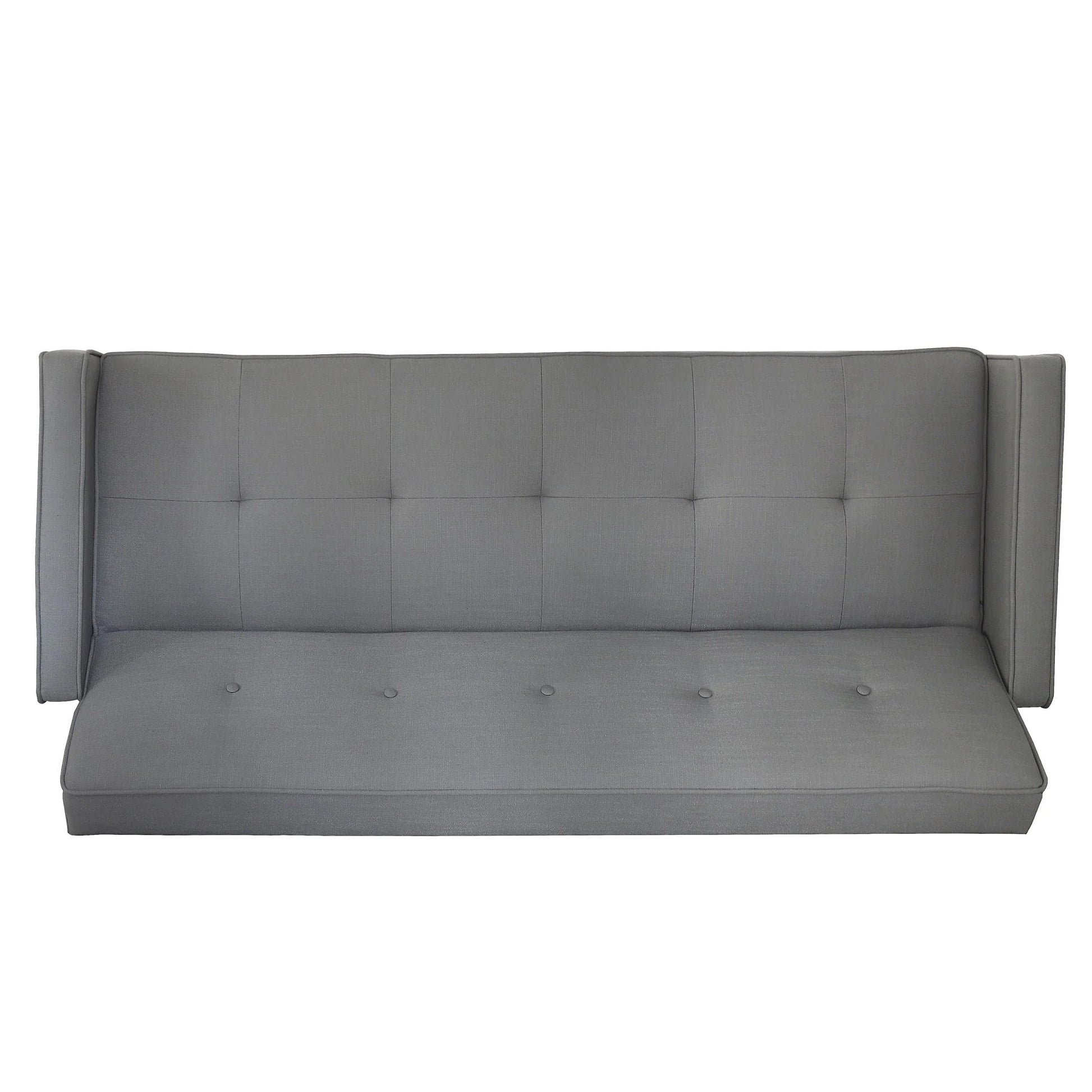 Aukfa Linen Square Arm Futon Convertible Sofa Bed for Home Office, Tufted Back, Gray