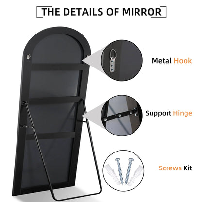 Ufurpie 71"×32" Large Full Length Mirror,Arch Mirror,Floor Mirror with Stand,for Bedroom Living Room Dressing Room,Black