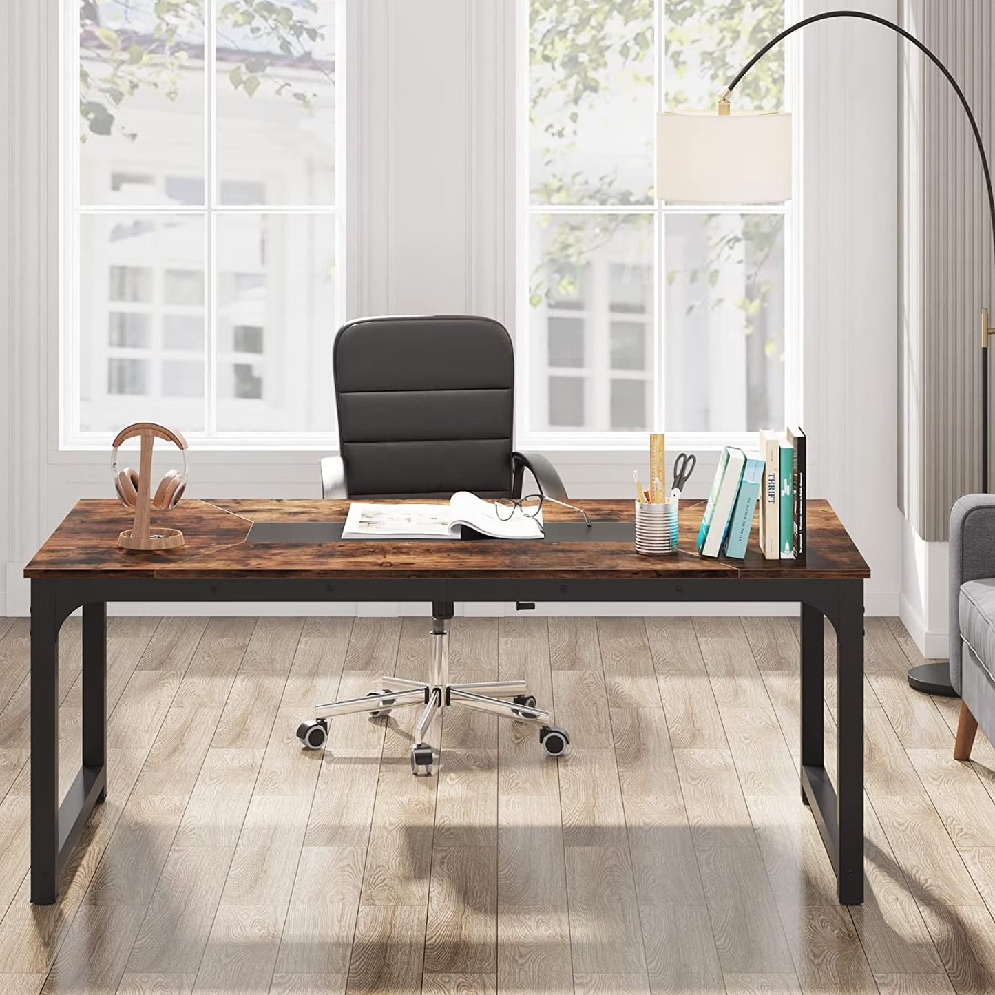 Large Simple Computer Desk Office Computer Table Writing Table for Home Office 63" L x 31.5" W x 29.5" H - Off White