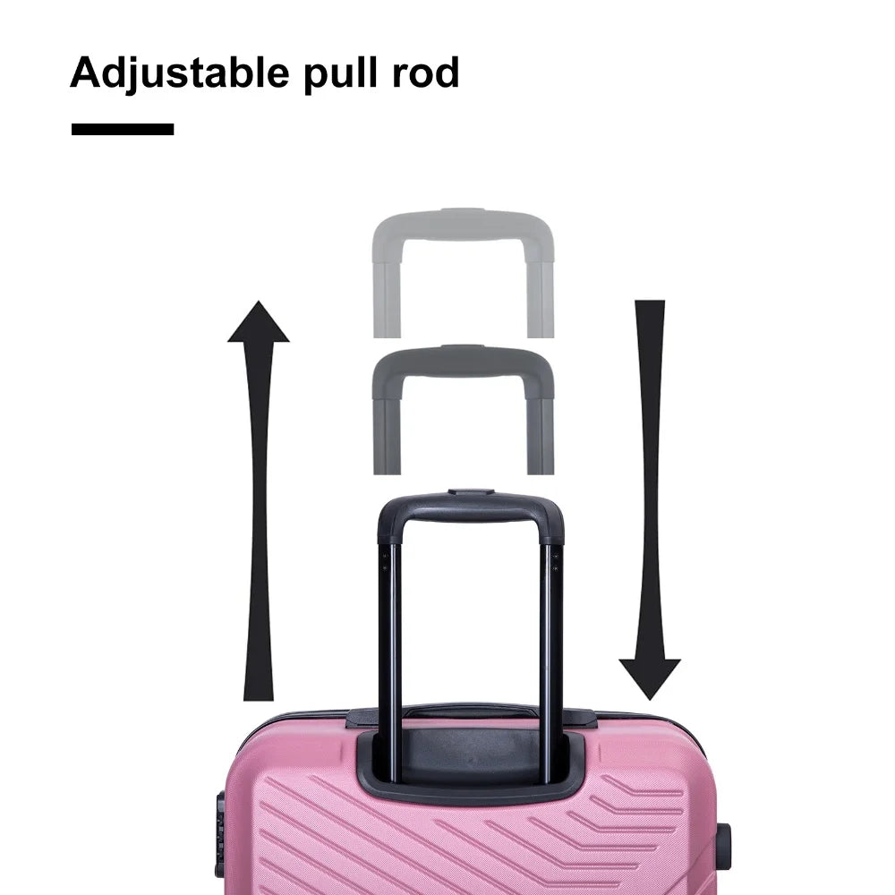 Yougu 3 Piece Hardshell Luggage Set Hardside Lightweight Suitcase with TSA Lock Spinner Wheels 20in 24in 28in,Pink
