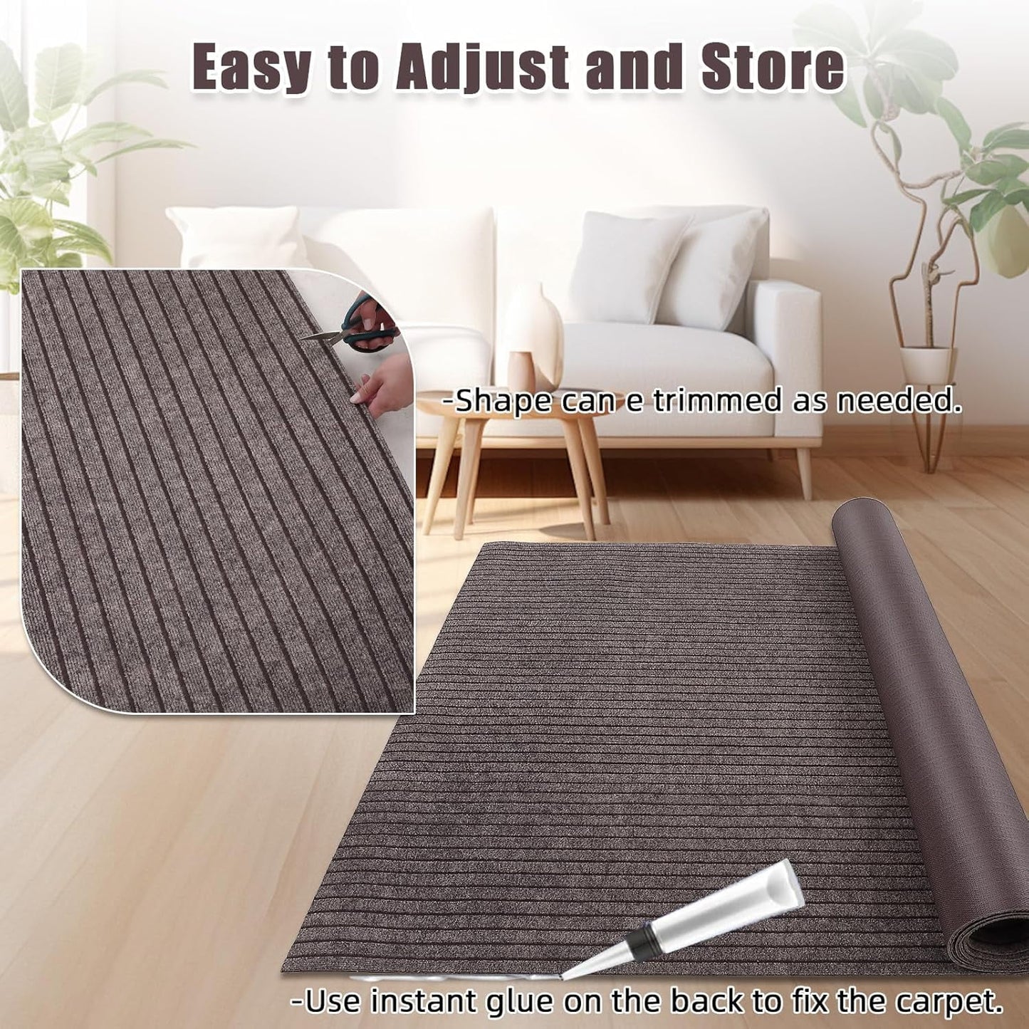 M optimized Marine Carpet, 6FT*23FT Boat Carpet Rugs,for Outdoor Patio Deck, Camping, TPR Non-Slide, Water-Proof, Stripe Brown