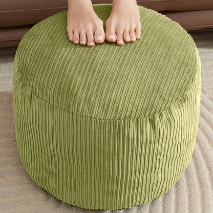 Pouf Ottoman Foot Stools with Foam Small Ottoman for Living Room Corduroy Ottomans Pouf 26x18 Floor Poufs Foot Rest for Chair Sage Green Hassocks and Ottomans