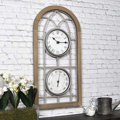 FirsTime & Co.® Brown Farmhouse Arch Outdoor Clock, Farmhouse, Analog, 10 x 2 x 20 in