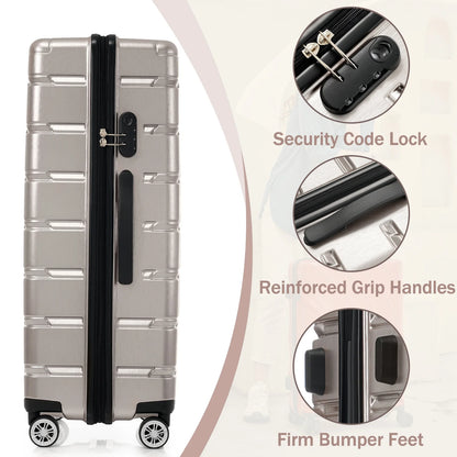 EUROCO 3 Piece Luggage Sets, ABS+PC Hardshell Suitcase with Spinner Wheels,Lightweight Durable Travel Suitcase Set for Men Women,Fog Gray