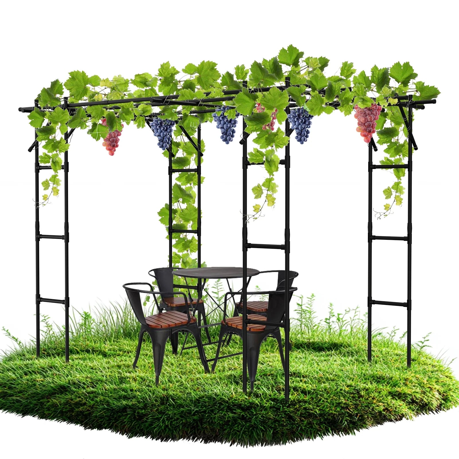 Slsy Tall Garden Arch Trellis for Climbing Plants, 79'' L x 79'' W x 79'' H Large Grape Vine Support Arch Arbor Trellis Plastic-Coated Metal Garden Arch Trellis for Climbing Plants