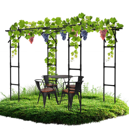 Slsy Tall Garden Arch Trellis for Climbing Plants, 79'' L x 79'' W x 79'' H Large Grape Vine Support Arch Arbor Trellis Plastic-Coated Metal Garden Arch Trellis for Climbing Plants