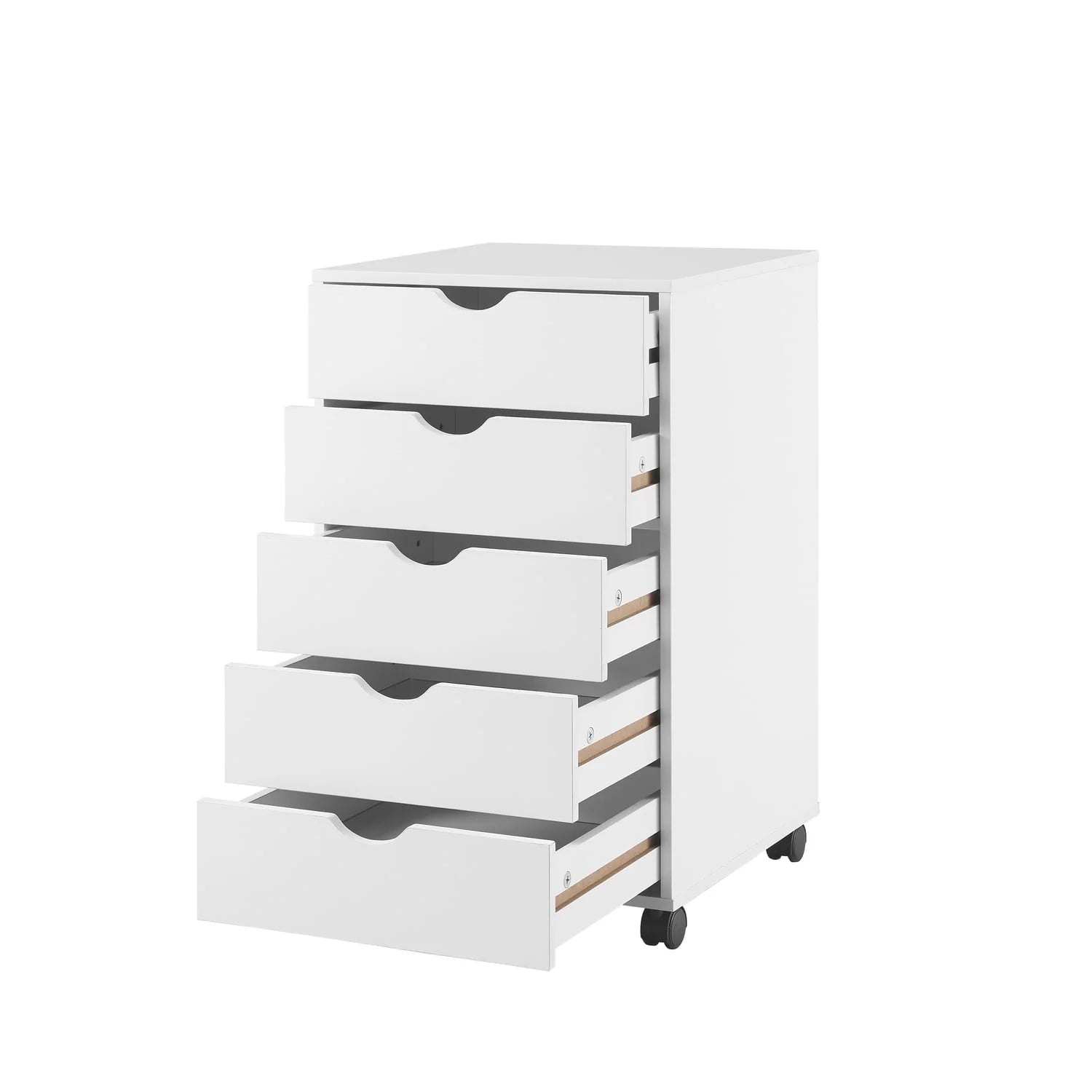 Naomi Home 5 Drawer Office Storage File Cabinet, Under desk storage file cabinets for Home Office, Office Organization Filing Cabinet with Wheels, Printer stand with storage, 180 lbs Capacity – White