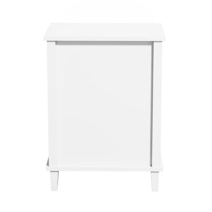 Cfowner Farmhouse Square Nightstand with Storage Drawer, Bedside End Table for Bedroom Nursery Living Room