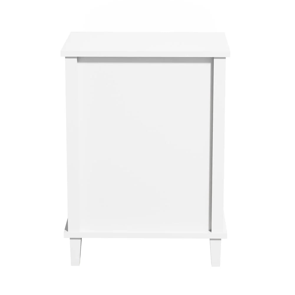 Cfowner Farmhouse Square Nightstand with Storage Drawer, Bedside End Table for Bedroom Nursery Living Room