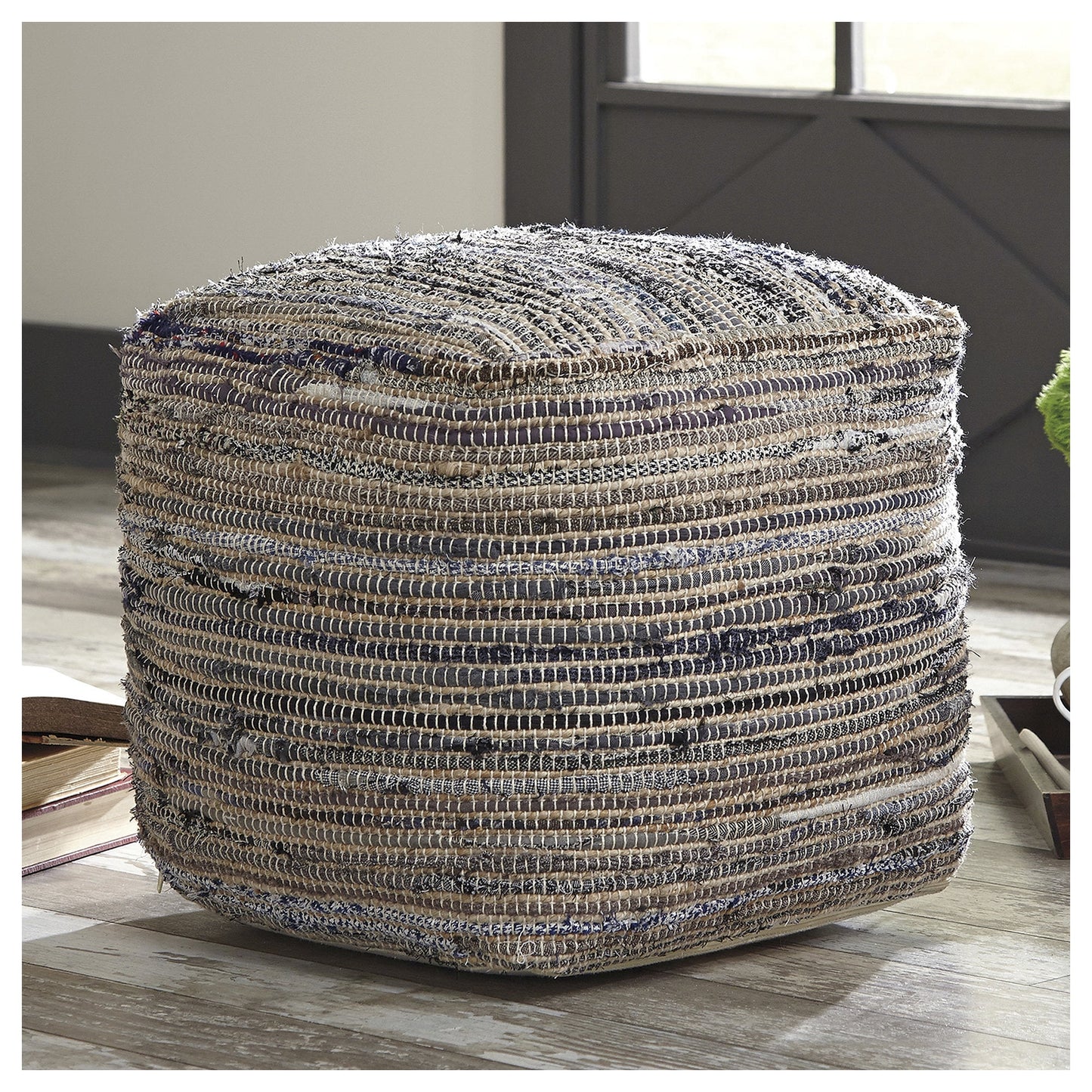Signature Design by Ashley Contemporary Absalom Pouf Denim