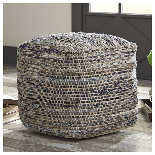 Signature Design by Ashley Contemporary Absalom Pouf Denim