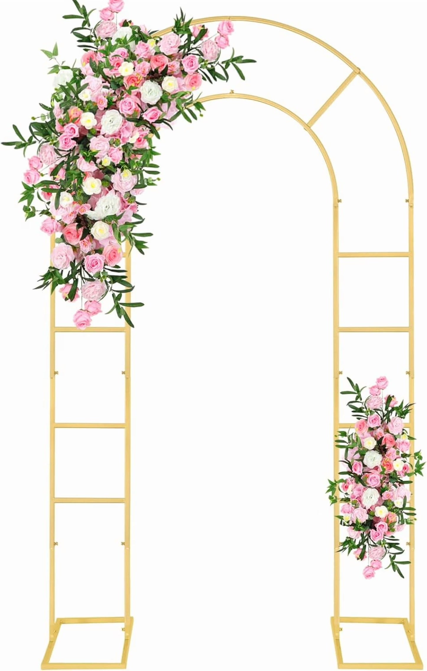 U-Shaped Metal Arched Flower Rack Perfect for Wedding Decorations and Celebrations 7.2 x 4.2 FT Wedding Arch Frame for Birthdays, Parties, and More (White)