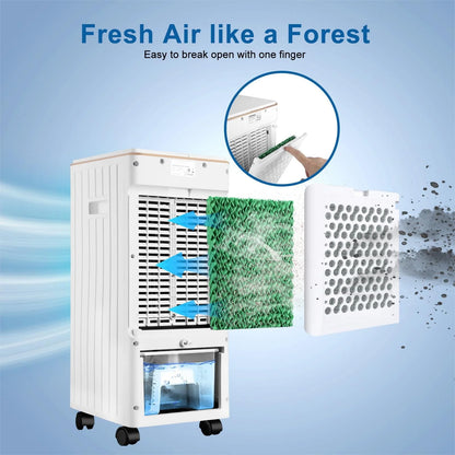 Vebreda Air Cooler Portable Evaporative Air Cooler Fan with Remote Control Casters Suitable for Home Office
