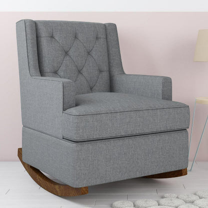 Baby Relax Bennet Transitional Wingback Nursery Rocker Chair. Gray